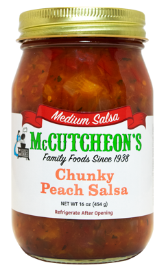 jar of McCutcheon's chunky peach salsa